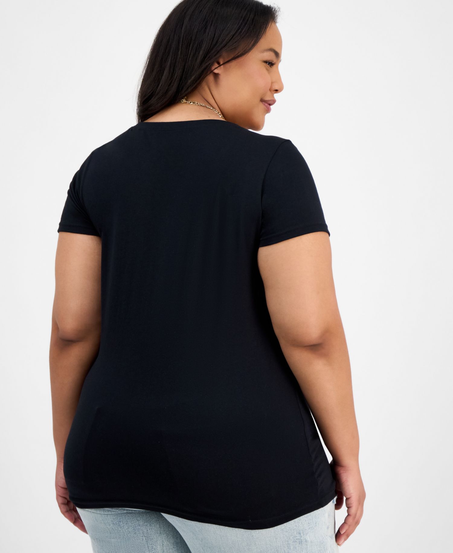 Trendy Plus Size Fitted V-Neck T-Shirt
