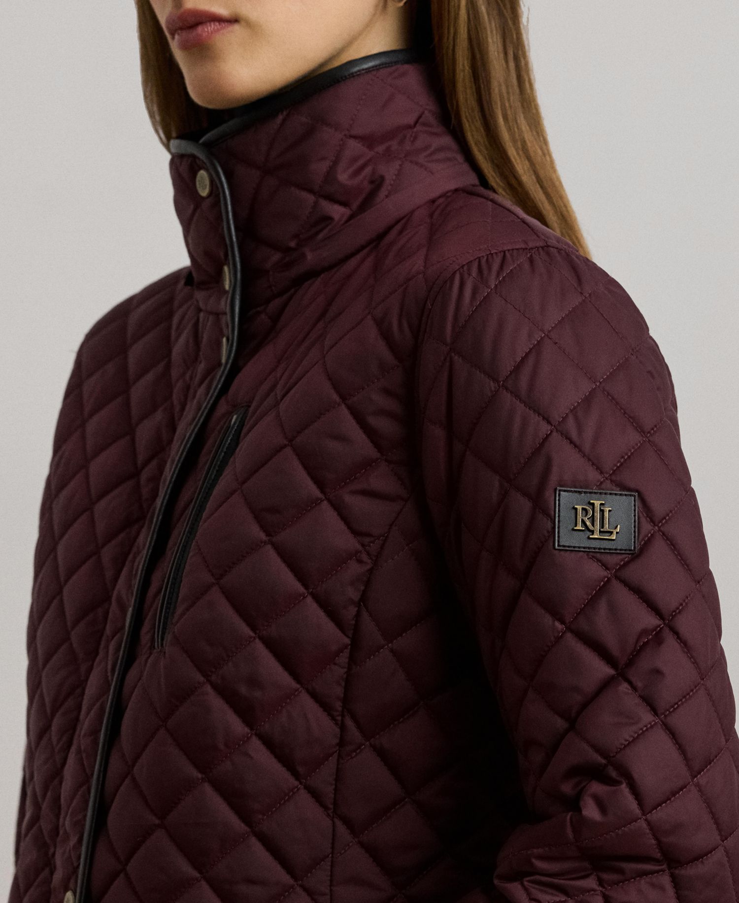 Petite Hooded Quilted Faux-Suede-Trim Coat