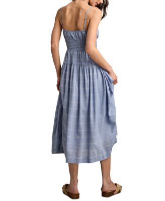 Women's Printed Smocked-Waist Sleeveless Midi Dress 