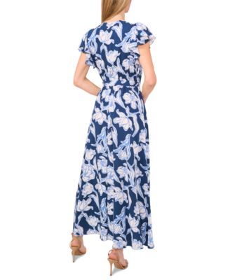 Women's Wrap-Front Short-Sleeve Maxi Dress