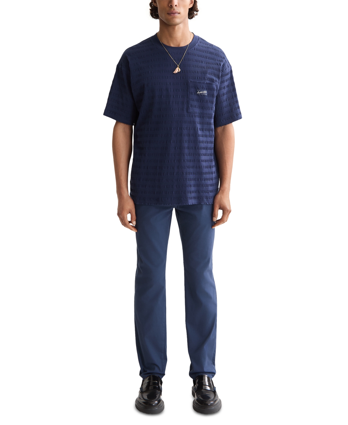 Scotch & Soda Texture Stripe T-shirt In Blue