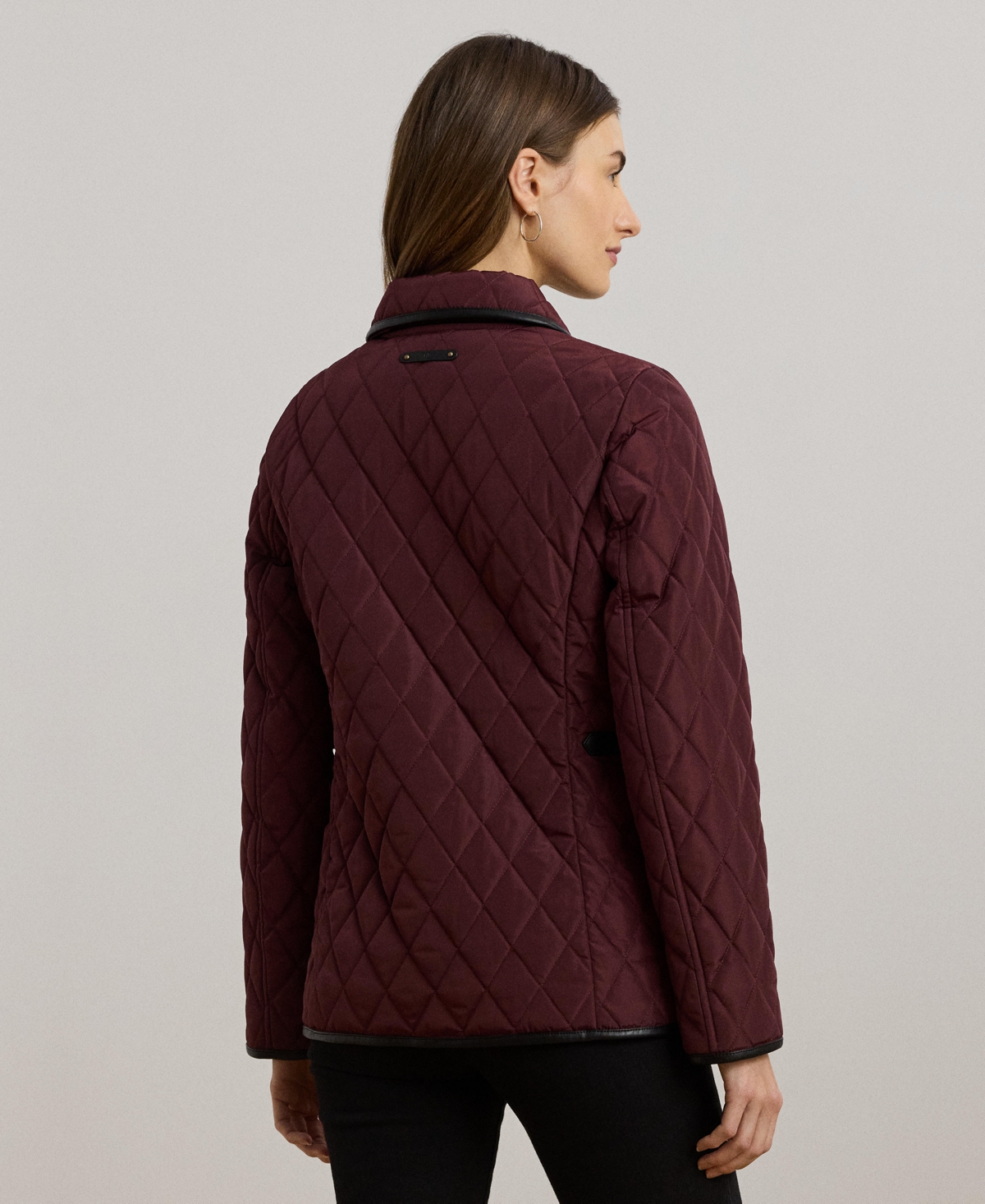 Ralph Lauren Petite Quilted Velboa Lined Coat In Burgundy