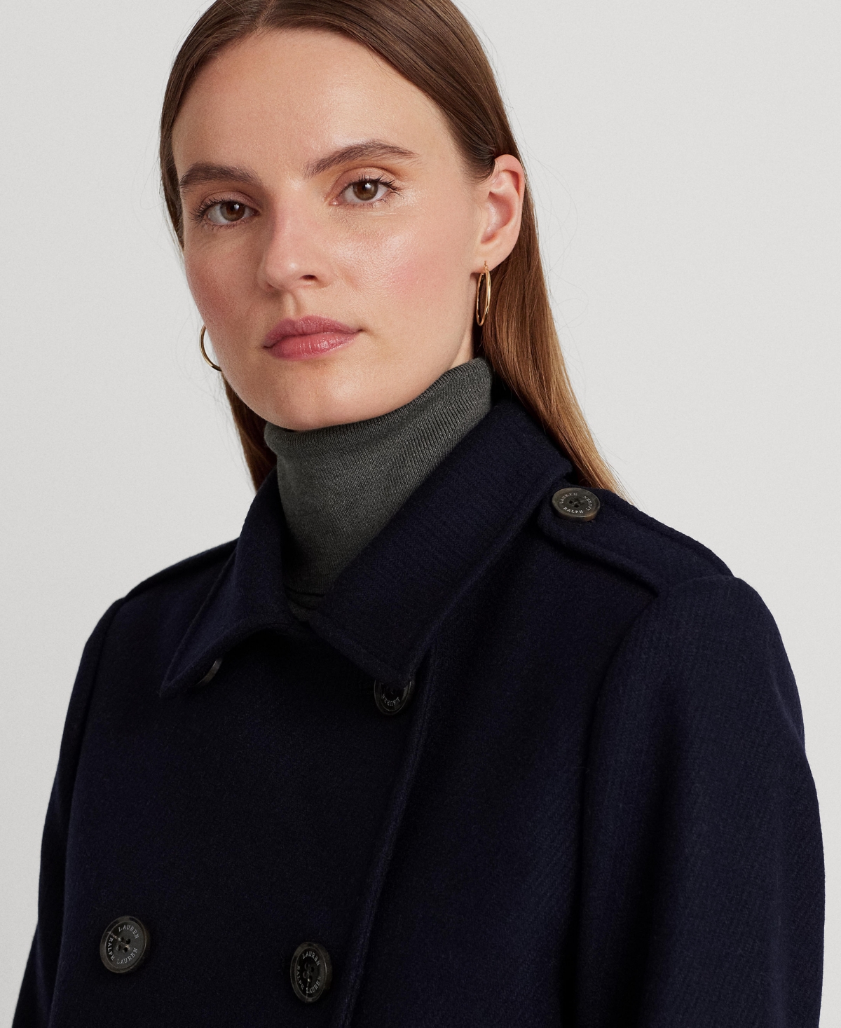 Ralph Lauren Women's Short Double-breasted Wool Coat In Blue