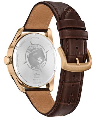 Eco-Drive Men's Disney Mickey Mouse Brown Leather Strap Watch 42mm