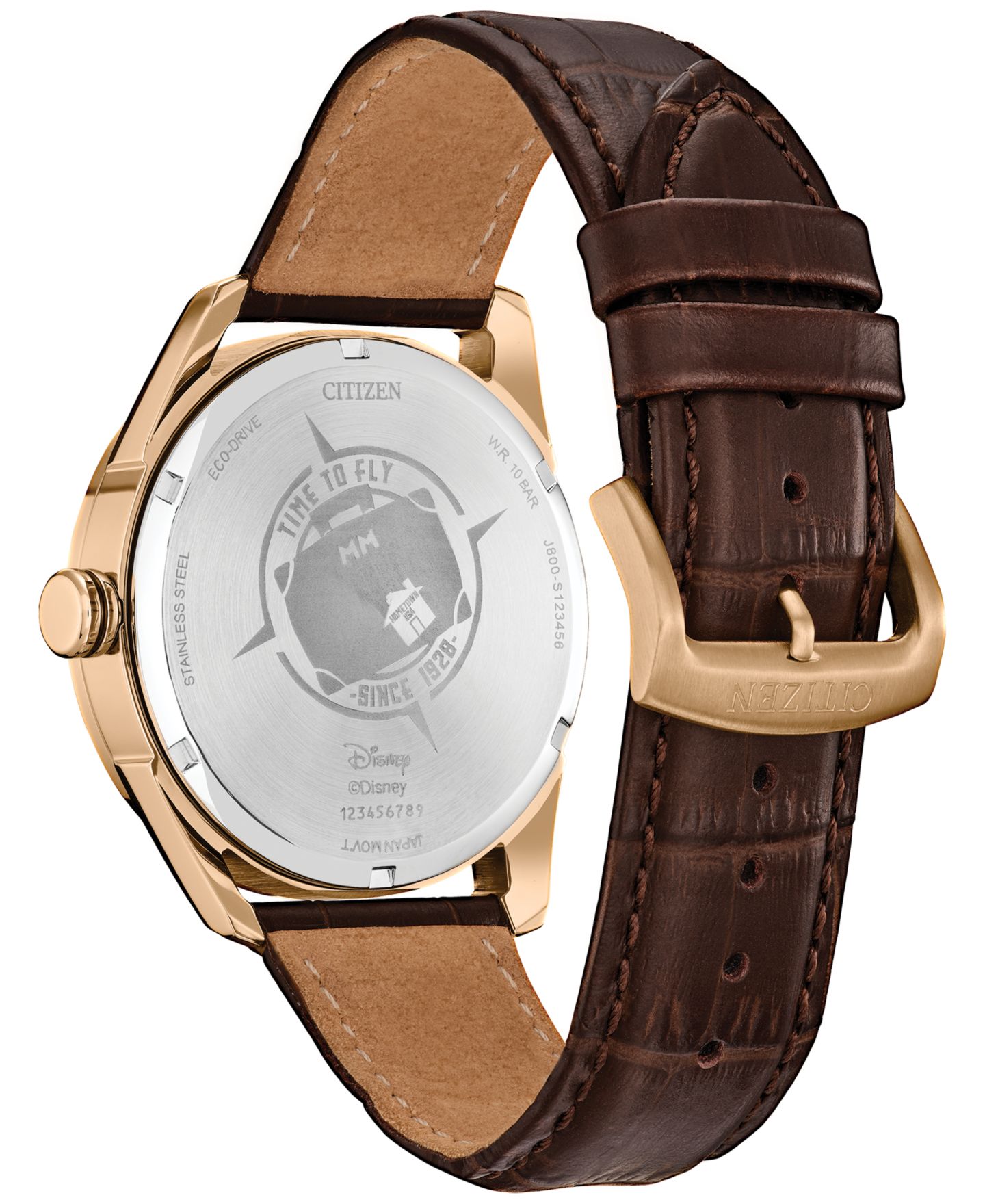 Мужские часы Citizen Eco-Drive Disney Mickey Mouse Brown Leather Strap Watch 42mm — фото 3