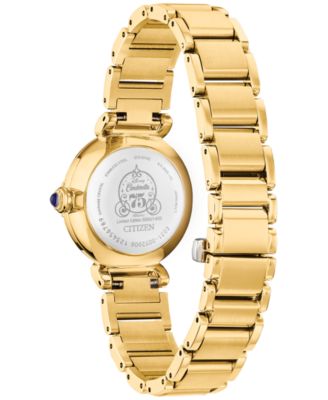 Eco-Drive Women's Princess Cinderella Diamond Accent Gold-Tone Stainless Steel Bracelet Watch 30mm Limited Edition Box Set