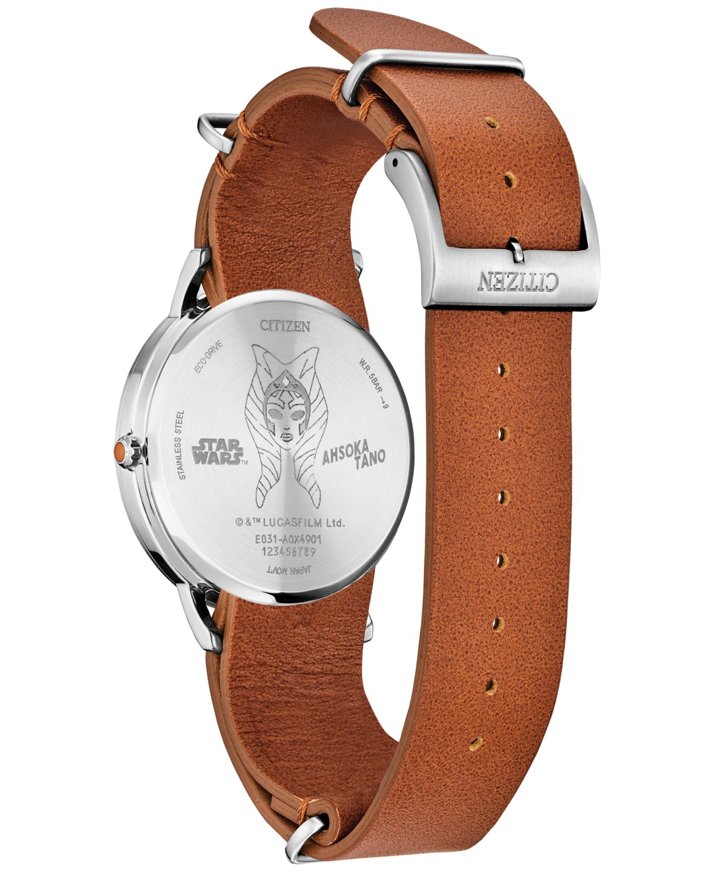Мужские часы Citizen Eco-Drive Star Wars Ahsoka Tano Brown Leather Strap Watch 41mm — фото 3