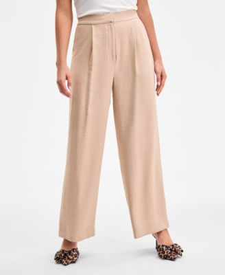 Women's High-Rise Pleated Straight-Leg Pants, Exclusively at Macy's