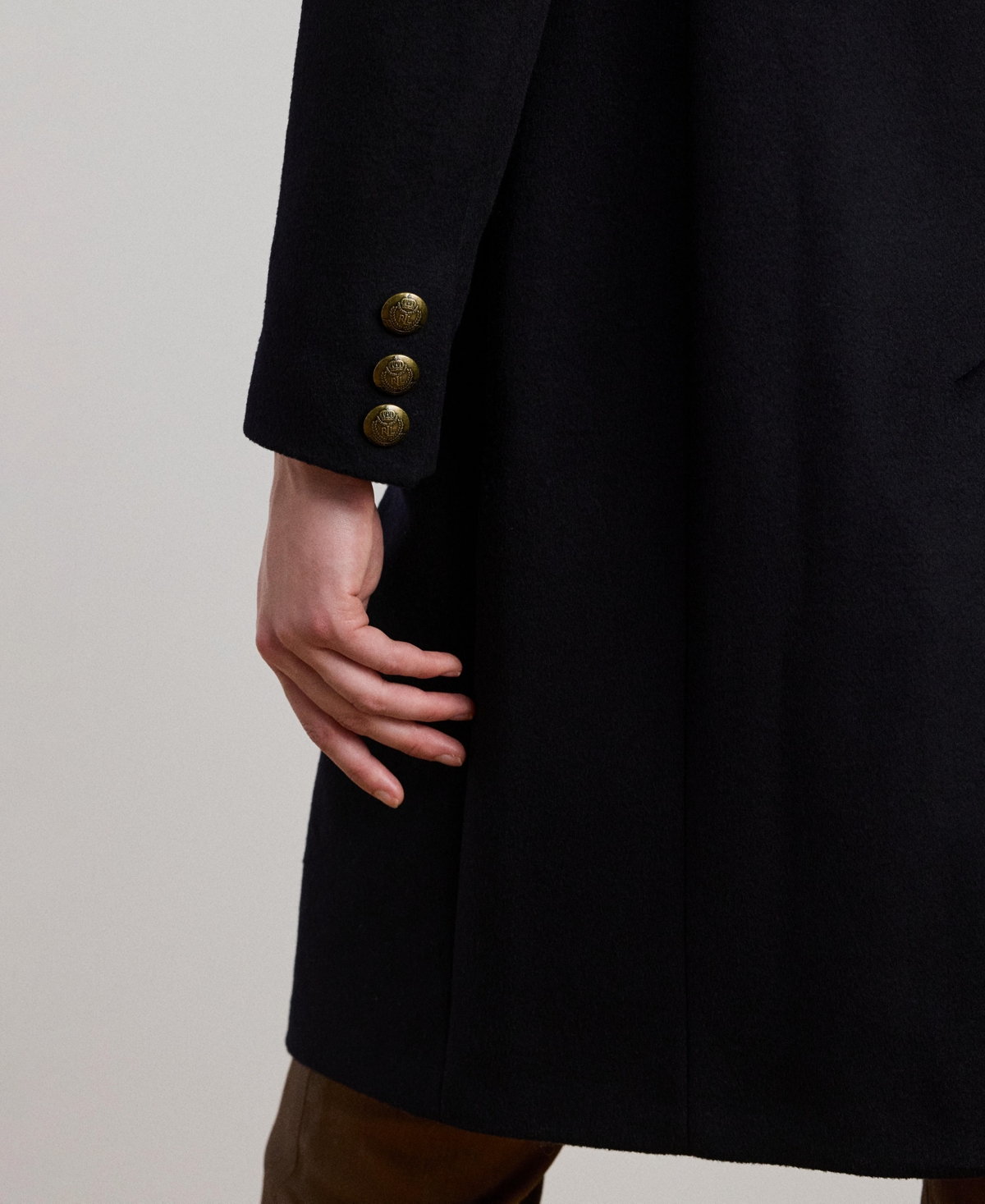 Ralph Lauren Crest-patch Wool-blend Coat In Blue