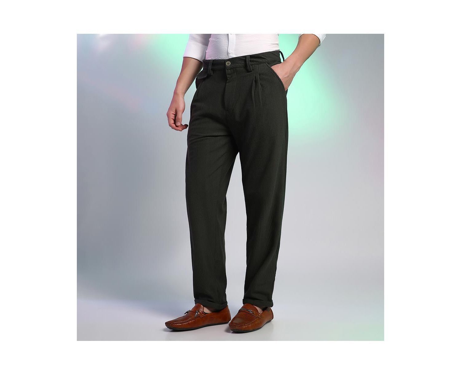 Men's Midnight Black Corduroy Tailored Trousers