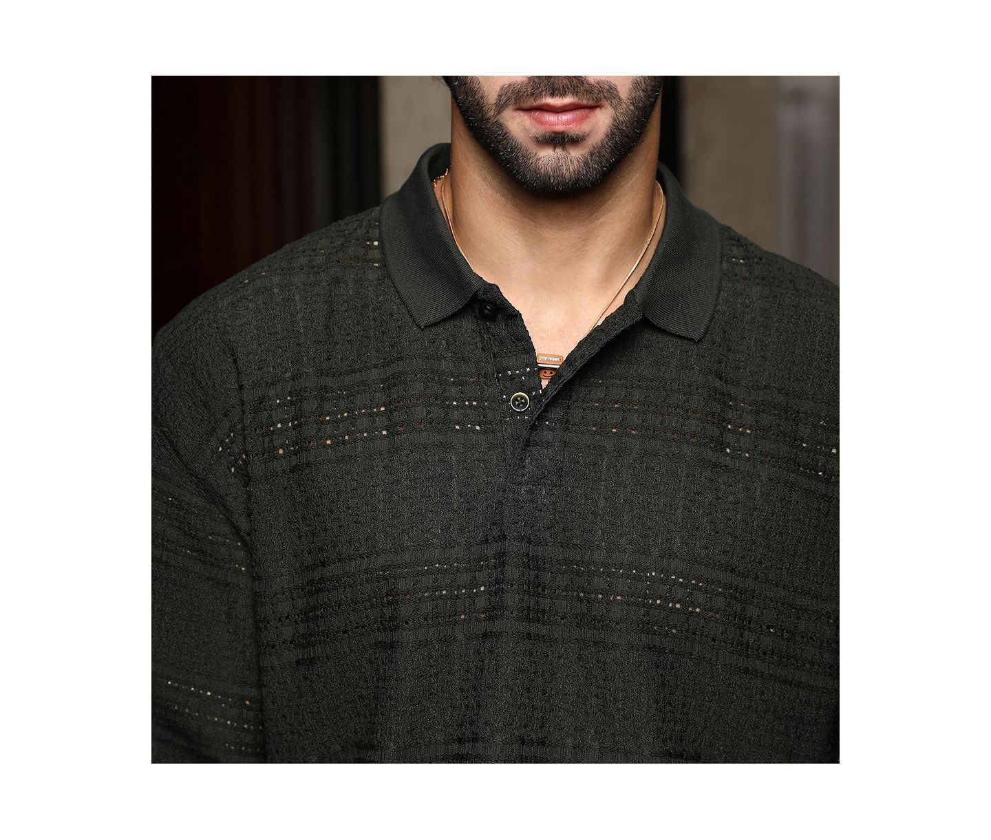 Мужская футболка Cahoot Campus Sutra Midnight Black Bohomian Oversized Polo, цвет: Чёрный — фото 7