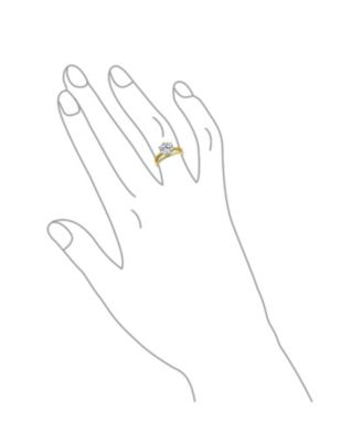 Traditional Etoile 3CTW Round Solitaire 6 Prong CZ Promise Band Ring Set Sterling Silver