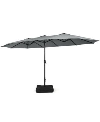 15 Feet Double-Sided Twin Patio Umbrella with Crank and Base