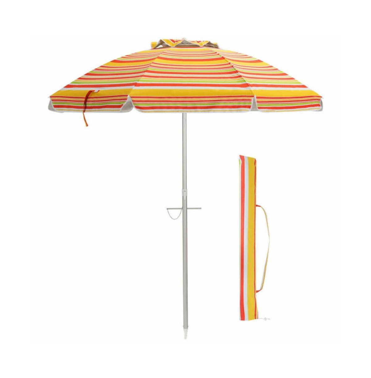6.5 Feet Beach Umbrella with Carry Bag without Weight Base - Orange