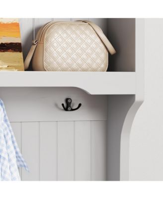 Hall Tree with Storage, Bench, & Coat Rack (Grey)