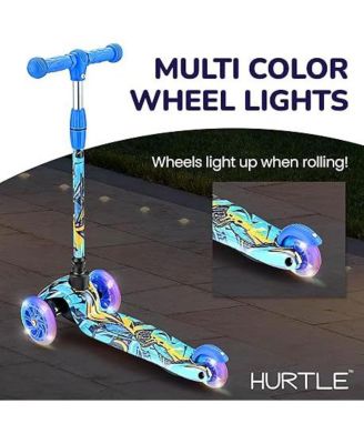 3-Wheel Mini Kickboard Scooter for Kids - Adjustable Handlebar, LED Light-Up Wheels, Ages 2-5 - Graffiti Design