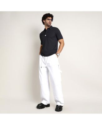 Men's Midnight Black Seamless Ribbed Polo T-Shirt