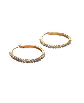 Gold-Plated Crystal Hoop Earrings