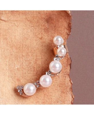 Gold-Plated Pearl Cuff Earrings