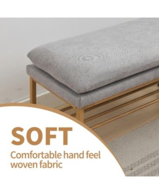 3-in-1 Linen Upholstered Shoe Bench