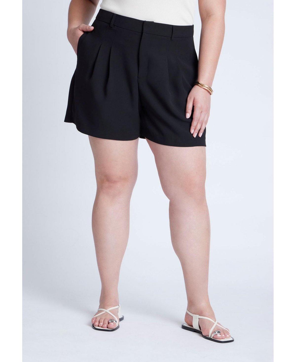Plus Size The Fluid Crepe Short - Mocha meringue