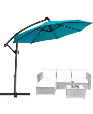 10 Feet 360° Rotation Solar Powered LED Patio Offset Umbrella without Weight Base