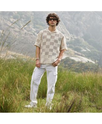 Men's Off-White Grid Oversized Polo T-Shirt