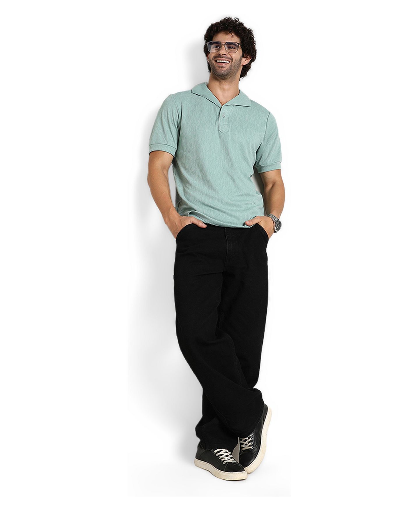 Мужская футболка Cahoot Sea Green Tactitle Spread-Polo, цвет: Зелёный — фото 3