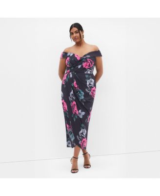 Plus Size Claire Print Off Shoulder Dress