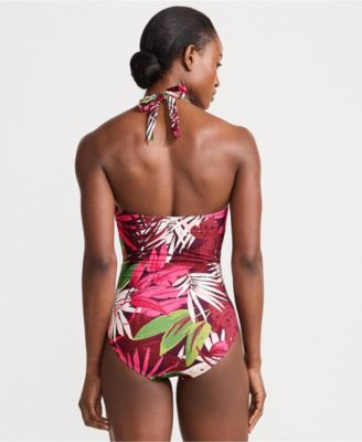 Women's Sculpting Suit Plunge Halter High Leg One Piece Swimsuit