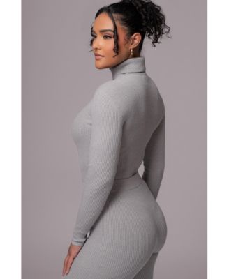 Women's Grey Naaya Ribbed Leggings