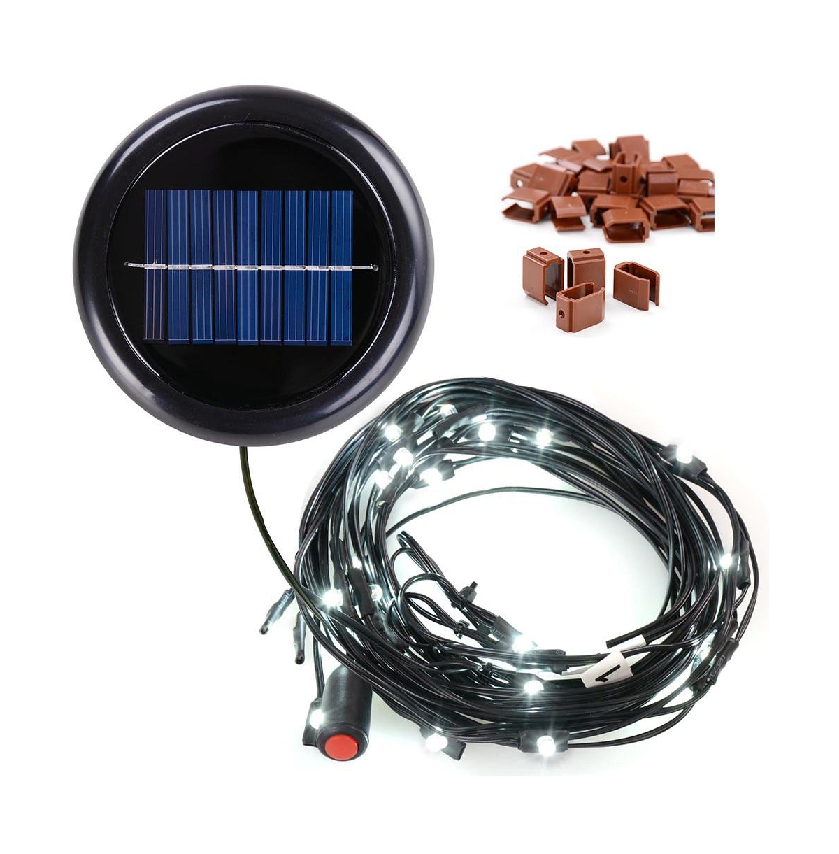 40 Led Solar String Light Cool White Fit for 8-Rib 8ft 9ft Wooden Outdoor Patio Umbrella - White