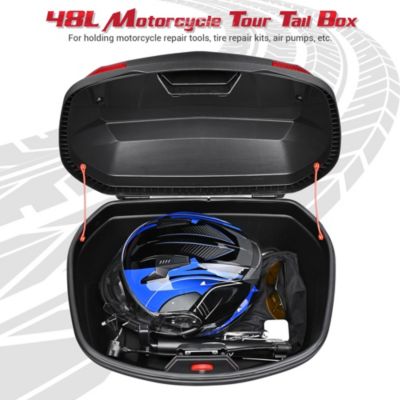 AHR 48L Motorcycle Tour Tail Box Scooter Trunk Storage Lock Carrier Case for Helmet