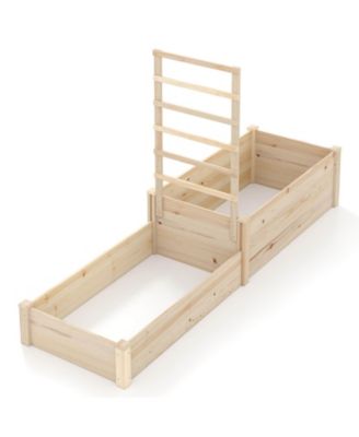 87" Raised Garden Bed with Trellis 2 Planter Boxes Open-ended Base for Patio