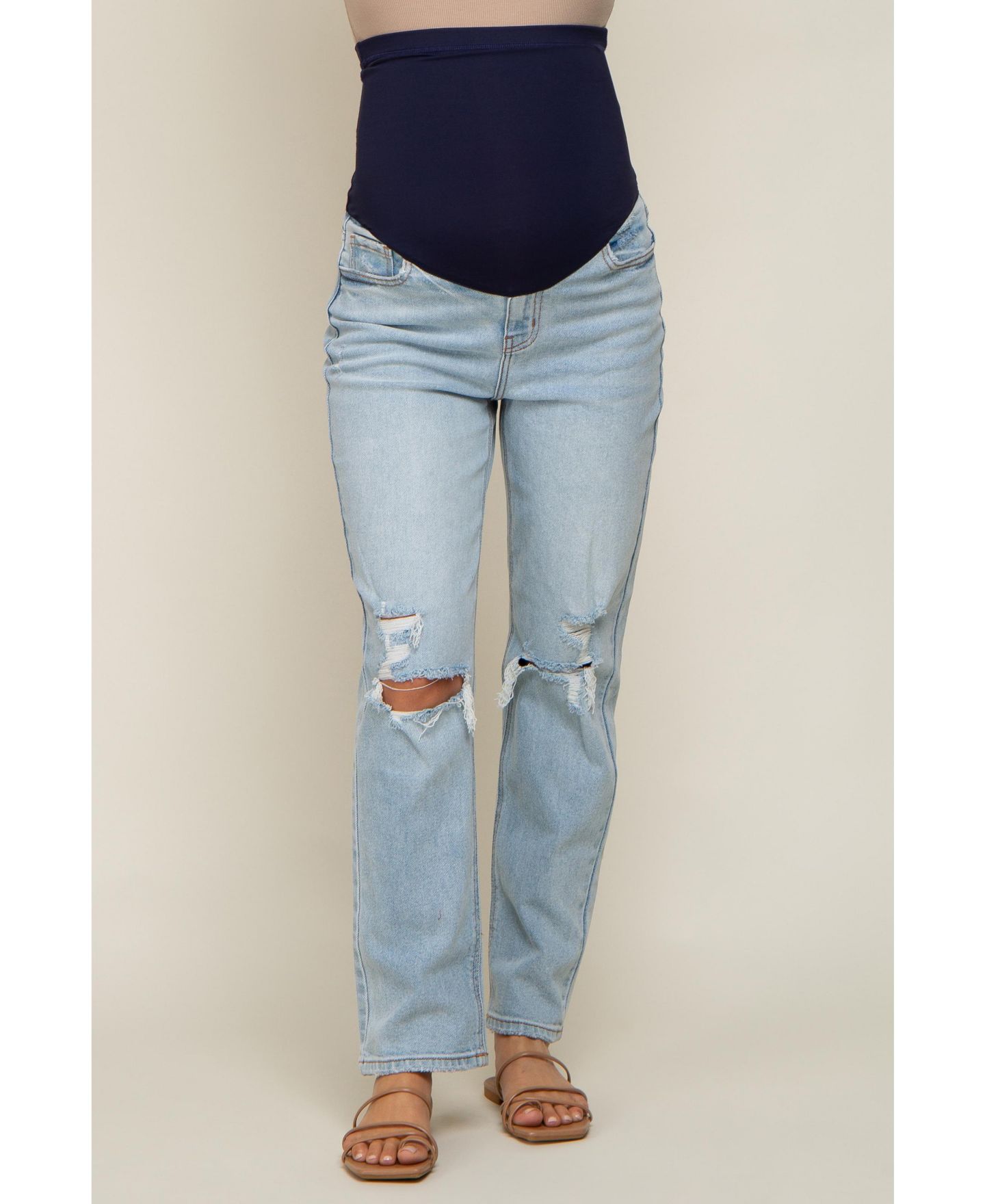 Женские джинсы Pinkblush Light Blue Distressed Knee, цвет: Светлый синий — фото 1
