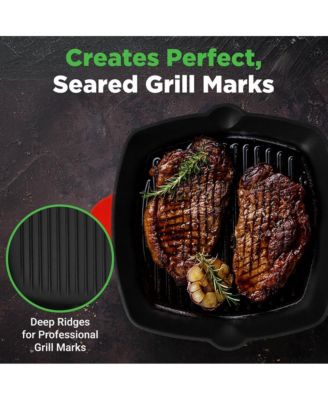 17.09” Heavy-Duty Cast Iron Square Skillet Grill Pan NCCIES47 - Modern Home Color