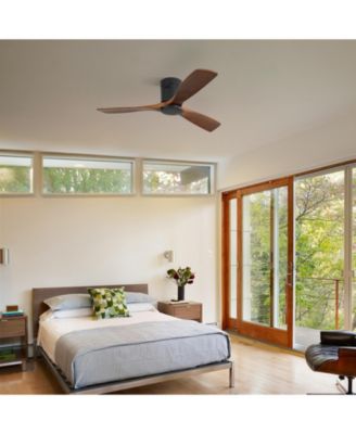 52" Flush Mount Wood Ceiling Fan Without Lights