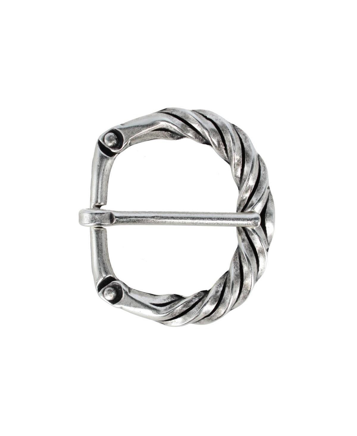 Men's 40mm Italian Solid Brass Twisted Patterned Harness Belt Buckle - English silver