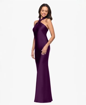 Women's Solid-Color Knot-Front Long Halter Dress