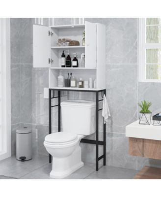 Over The Toilet Storage Cabinet with 2 Doors and Adjustable Shelf
