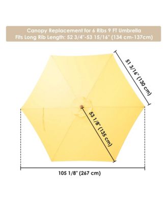 9ft Outdoor Umbrella  Replacement Canopy with 6 Ribs Market Table Top Sunshade Cover Garden Beach Balcony