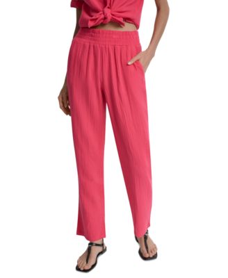 DKNY Jeans - Petite Cotton Pull-On Smocked-Waist Pants