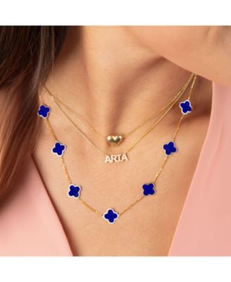 Small Lapis Clover Necklace 14K Gold