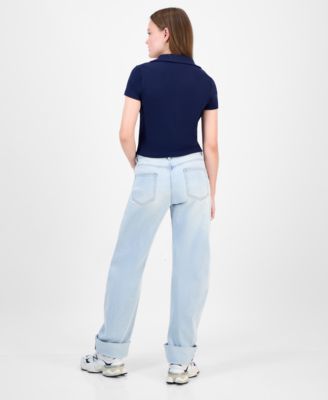 Juniors' Button-Front Short-Sleeve Polo