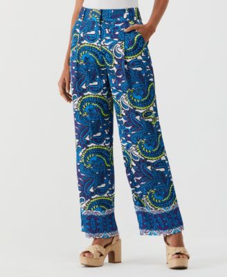 Petite Paisley Print High Rise Wide Leg Pants