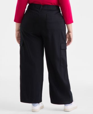 Plus Size Mid-Rise Wide-Leg Cargo Pants, Exclusively at Macy's 
