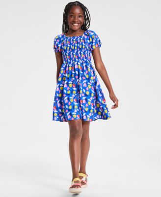 Epic Threads - Little & Big Girls Floral-Print Smocked Dress