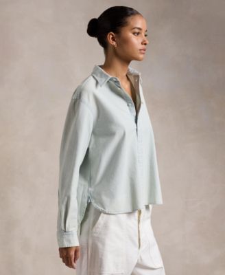 Women's Cropped Boxy Chambray Shirt