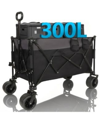 300L Folding Wagon Cart - Heavy Duty, All-Terrain, Black/Gray