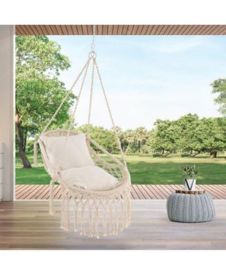 Hanging Hammock Chair with Soft Seat Cushions and Sturdy Rope Chain